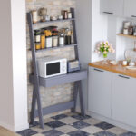 Ladder Shelf Desk with Drawer, Countertop, and 2 Shelves