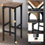 Rustic Brown Industrial Bar Stools with Footrests and Adjustable Pads (Set of 2)