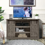 Rustic Sliding Barn Door TV Stand with Adjustable Storage Shelves 15 Rustic Sliding Barn Door TV Stand with Adjustable Storage Shelves