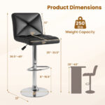 Adjustable PU Leather Bar Stools with Backrest and Swivel (Set of 2)