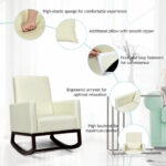 Dual-Use Upholstered Rocking Chair with Pillow and Sturdy Frame