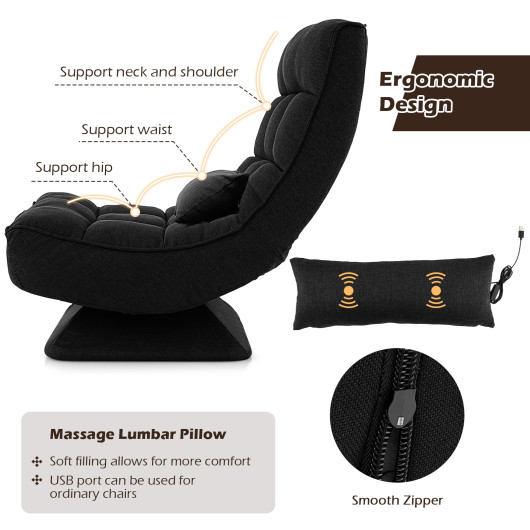 Adjustable Swivel Floor Chair with Massage Pillow and Lumbar Support - Image 7