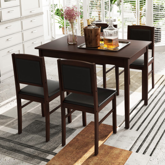 Space-Saving 5-Piece Dining Set with Padded Chairs (Set of 5) - Image 2