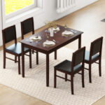 Space-Saving 5-Piece Dining Set with Padded Chairs (Set of 5)