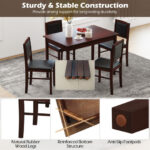 Space-Saving 5-Piece Dining Set with Padded Chairs (Set of 5)