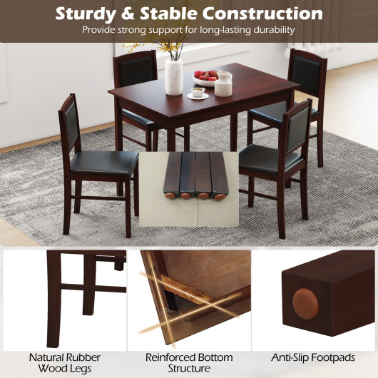 Space-Saving 5-Piece Dining Set with Padded Chairs (Set of 5) - Image 7