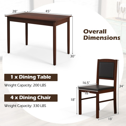 Space-Saving 5-Piece Dining Set with Padded Chairs (Set of 5) - Image 5