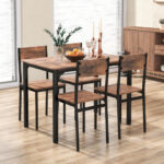 Industrial Style Space-Saving Dining Table and Chairs for 4 (Set of 5)