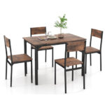 Industrial Style Space-Saving Dining Table and Chairs for 4 (Set of 5)