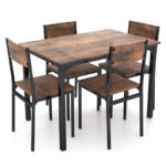 Industrial Style Space-Saving Dining Table and Chairs for 4 (Set of 5)