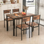 Industrial Style Space-Saving Dining Table and Chairs for 4 (Set of 5)