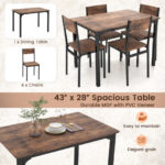 Industrial Style Space-Saving Dining Table and Chairs for 4 (Set of 5)