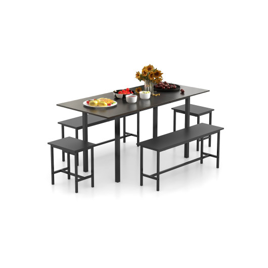 Space-Saving Dining Table Set with Benches and Stools (5-Piece) - Image 2
