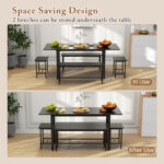 Space-Saving Dining Table Set with Benches and Stools (5-Piece)