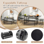 Space-Saving Dining Table Set with Benches and Stools (5-Piece)