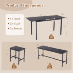 Space-Saving Dining Table Set with Benches and Stools (5-Piece)