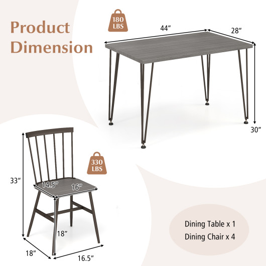 Space-Saving Dining Table and Chairs for Small Apartments (Set of 5) - Image 5