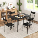 Compact 5-Piece Dining Table and Chair Set for Apartments (Set of 5)