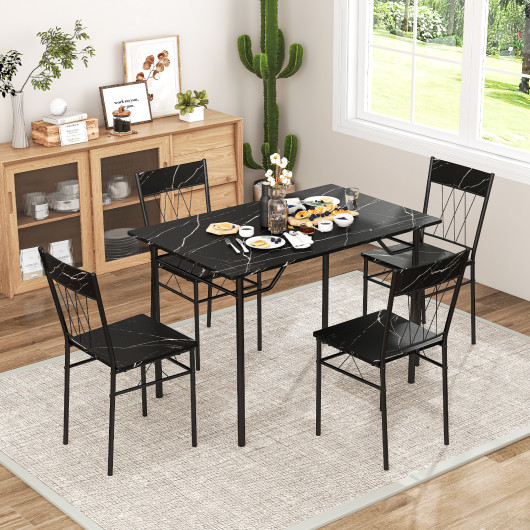 Compact 5-Piece Dining Table and Chair Set for Apartments (Set of 5)