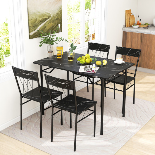 Compact 5-Piece Dining Table and Chair Set for Apartments (Set of 5) - Image 2