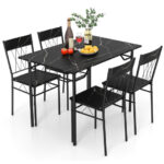 Compact 5-Piece Dining Table and Chair Set for Apartments (Set of 5)