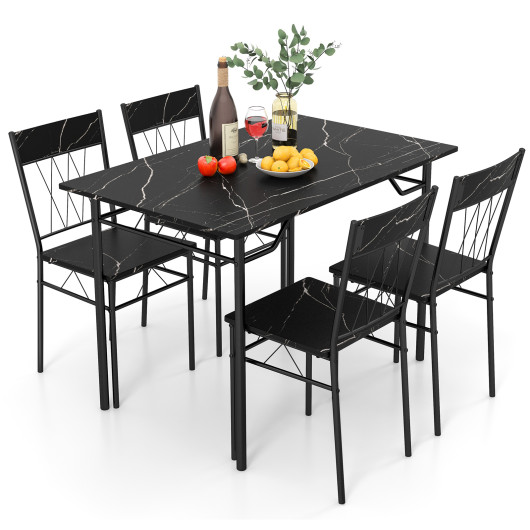 Compact 5-Piece Dining Table and Chair Set for Apartments (Set of 5) - Image 4