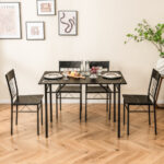 Compact 5-Piece Dining Table and Chair Set for Apartments (Set of 5)
