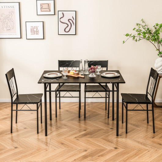 Compact 5-Piece Dining Table and Chair Set for Apartments (Set of 5) - Image 6
