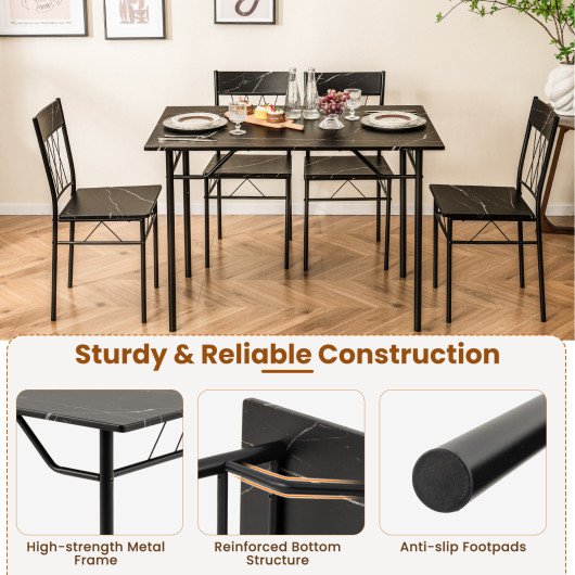 Compact 5-Piece Dining Table and Chair Set for Apartments (Set of 5) - Image 7