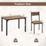 Industrial Style Space-Saving Dining Table and Chairs for 4 (Set of 5)