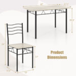 Wood and Metal Dining Table Set with Chairs (Set of 5)
