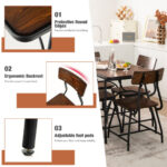 Industrial Rectangular Dining Table Set with 4 Chairs (Set of 5)