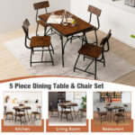 Industrial Rectangular Dining Table Set with 4 Chairs (Set of 5)