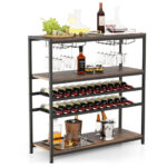 Industrial 5-Tier Wine Rack Table with Glass Holder and Storage 10 Industrial 5-Tier Wine Rack Table with Glass Holder and Storage