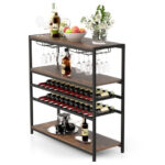 Industrial 5-Tier Wine Rack Table with Glass Holder and Storage 11 Industrial 5-Tier Wine Rack Table with Glass Holder and Storage
