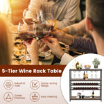 Industrial 5-Tier Wine Rack Table with Glass Holder and Storage 14 Industrial 5-Tier Wine Rack Table with Glass Holder and Storage