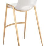 White & Gold Mid-Century Modern Barstool with Faux Leather (Set of 2)