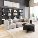 Modular Gray Corner Chair with Durable Poly Linen Upholstery 12 Modular Gray Corner Chair with Durable Poly Linen Upholstery