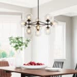 Mid-Century Black Metal Ceiling Lamp with Clear Glass Globes 8 Mid-Century Black Metal Ceiling Lamp with Clear Glass Globes