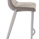 Brown Faux Leather Barstool with Brushed Stainless Steel Legs (Set of 2)