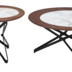 Retro Mod Mid-Century Modern Coffee Table Set with Marble Print (2-Piece)