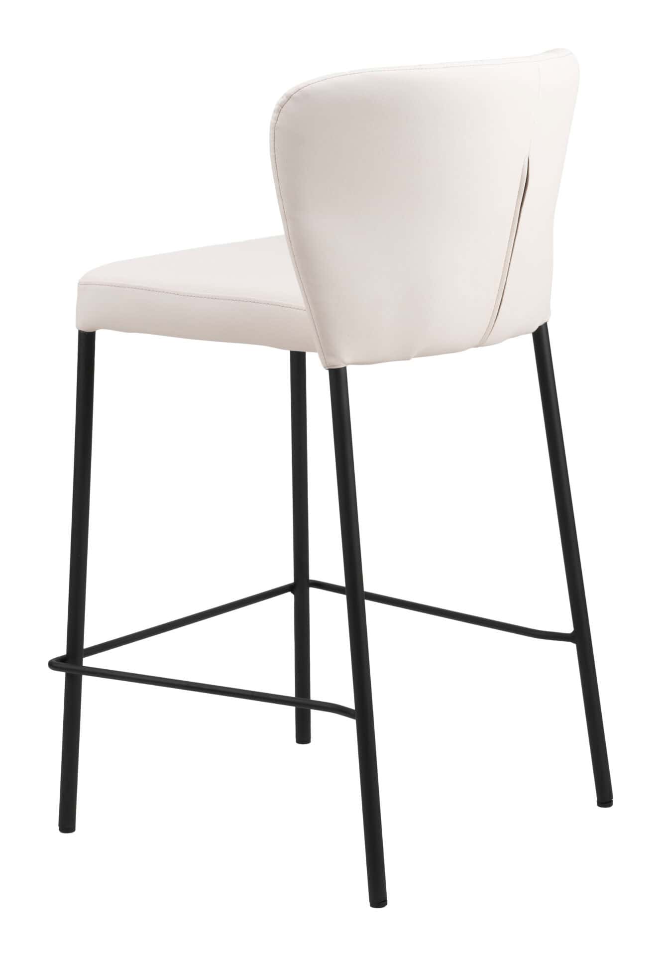 Cream Tufted Upholstery Counter Stool with Footrest (Set of 2) 5 Cream Tufted Upholstery Counter Stool with Footrest (Set of 2) - Image 5