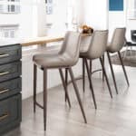 Brown Faux Leather Counter Stool with Walnut Legs (Set of 2)