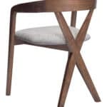 Gray Fabric Dining Chair with Walnut Rubberwood Frame