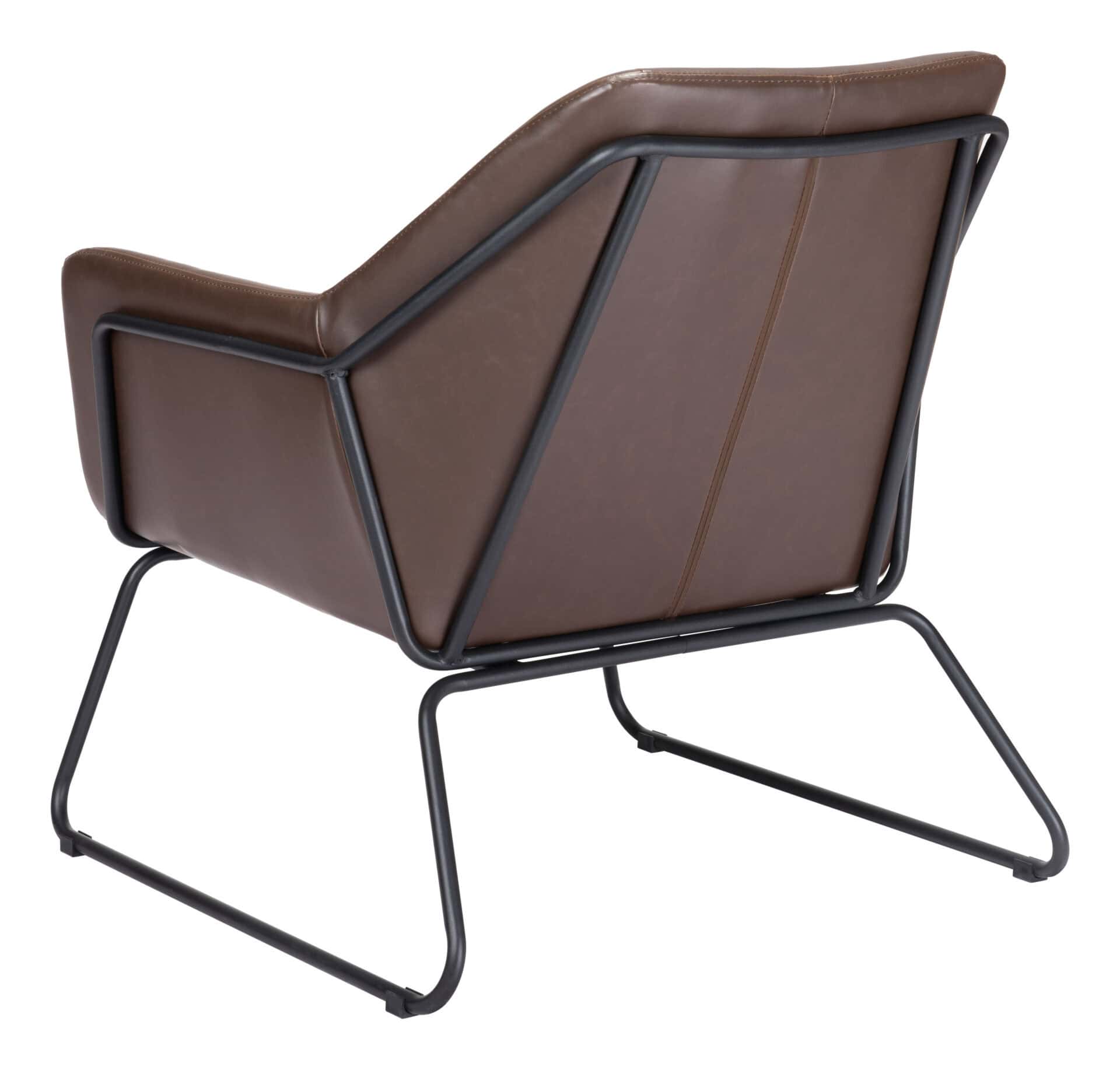 Modern Brown Faux Leather Accent Chair with Steel Base 6 Modern Brown Faux Leather Accent Chair with Steel Base - Image 6