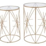 Gold Round Side Tables with White Top (Set of 2) 12 Gold Round Side Tables with White Top (Set of 2)