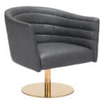 Gray Tufted Swivel Accent Chair with Faux Leather Upholstery 11 Gray Tufted Swivel Accent Chair with Faux Leather Upholstery
