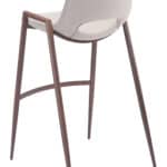 Mid-Century Modern Barstool with Faux Leather and Walnut Legs (Set of 2)