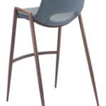 Mid-Century Modern Barstool with Faux Leather and Walnut Finish (Set of 2)