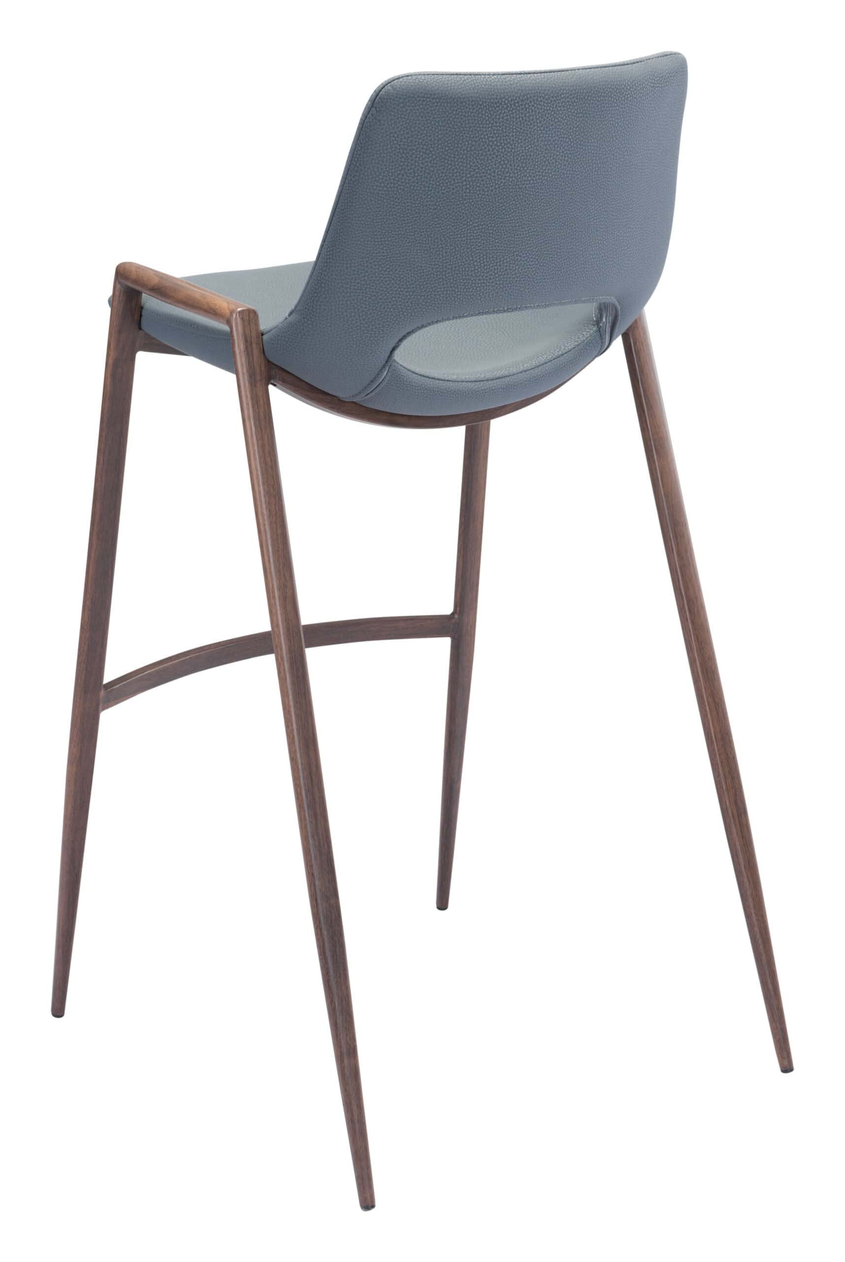 Mid-Century Modern Barstool with Faux Leather and Walnut Finish (Set of 2)